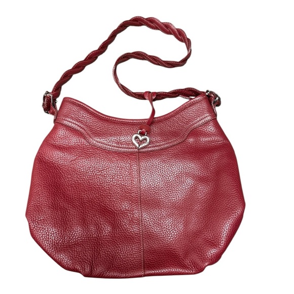 Brighton Cameron Deep Red Pebbled Leather Vintage Shoulder Bag - Picture 5 of 17